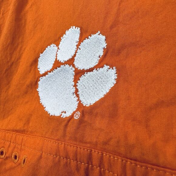 Columbia PFG Clemson Tigers Large Orange Short Sleeve Button Vented Embroidered - Picture 4 of 16